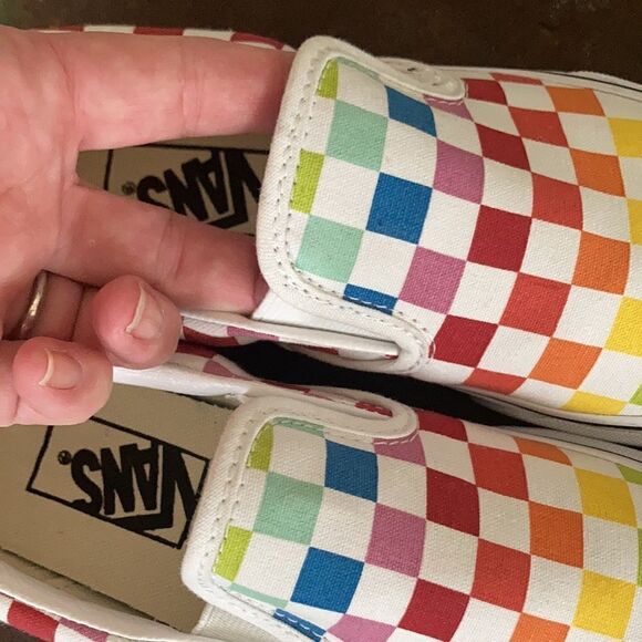 Vans Colorful Checkerboard Classic Slip Ons - Picture 6 of 11